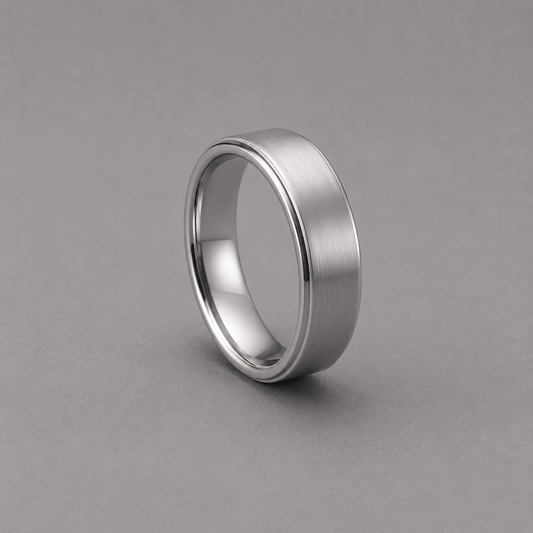 Silver ring on a grey background