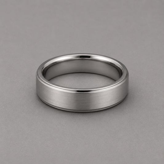 Silver ring on a grey background
